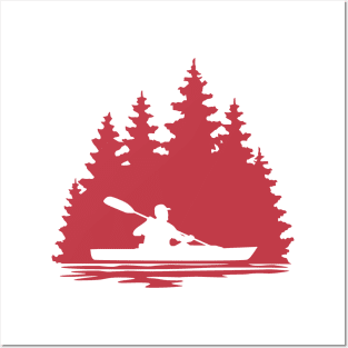 Silhouette of Man Kayaking Posters and Art